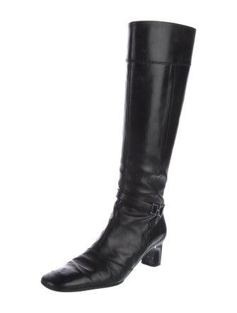 Ferragamo Gancini Logo Leather Riding Boots
