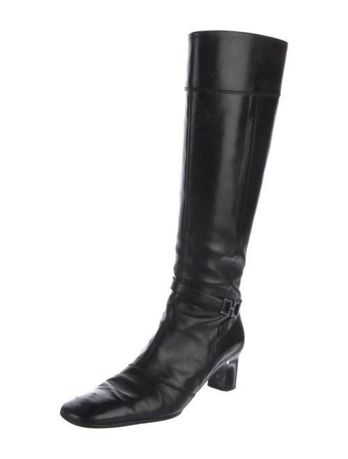 Ferragamo Gancini Logo Leather Riding Boots