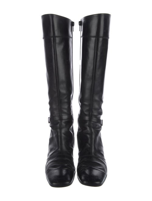Ferragamo Gancini Logo Leather Riding Boots