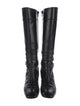 Ferragamo Gancini Logo Leather Riding Boots
