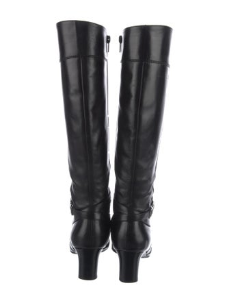 Ferragamo Gancini Logo Leather Riding Boots