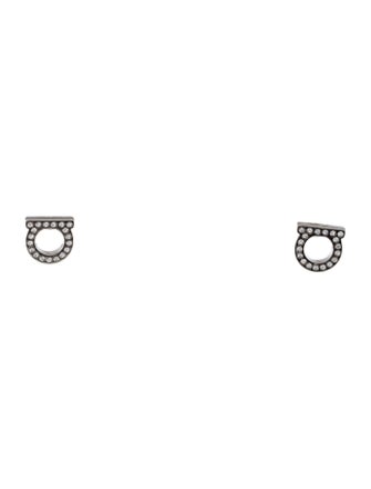 Ferragamo Crystal Gancini Stud Earrings