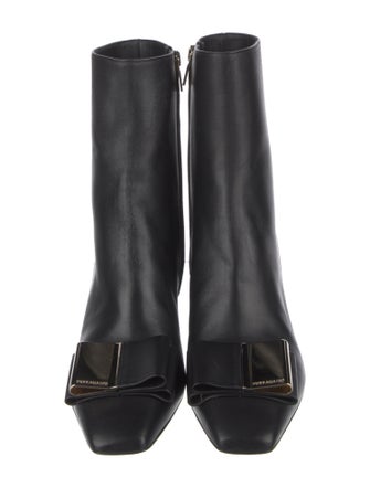 Ferragamo Leather Bow Accents Boots