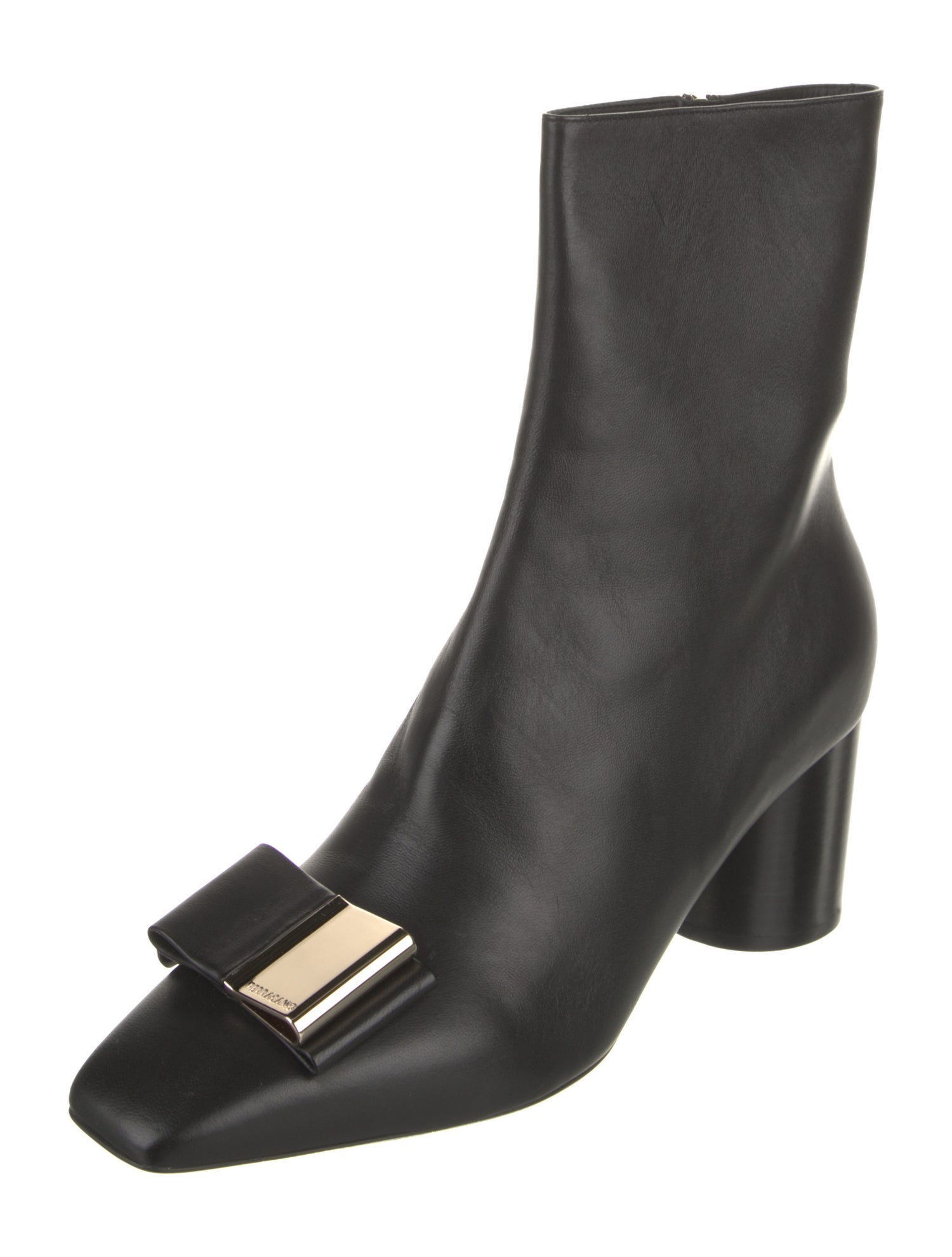 Ferragamo Leather Bow Accents Boots