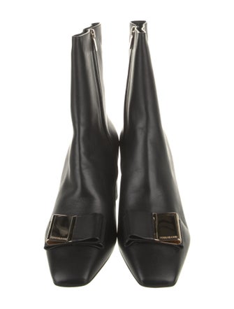 Ferragamo Leather Bow Accents Boots