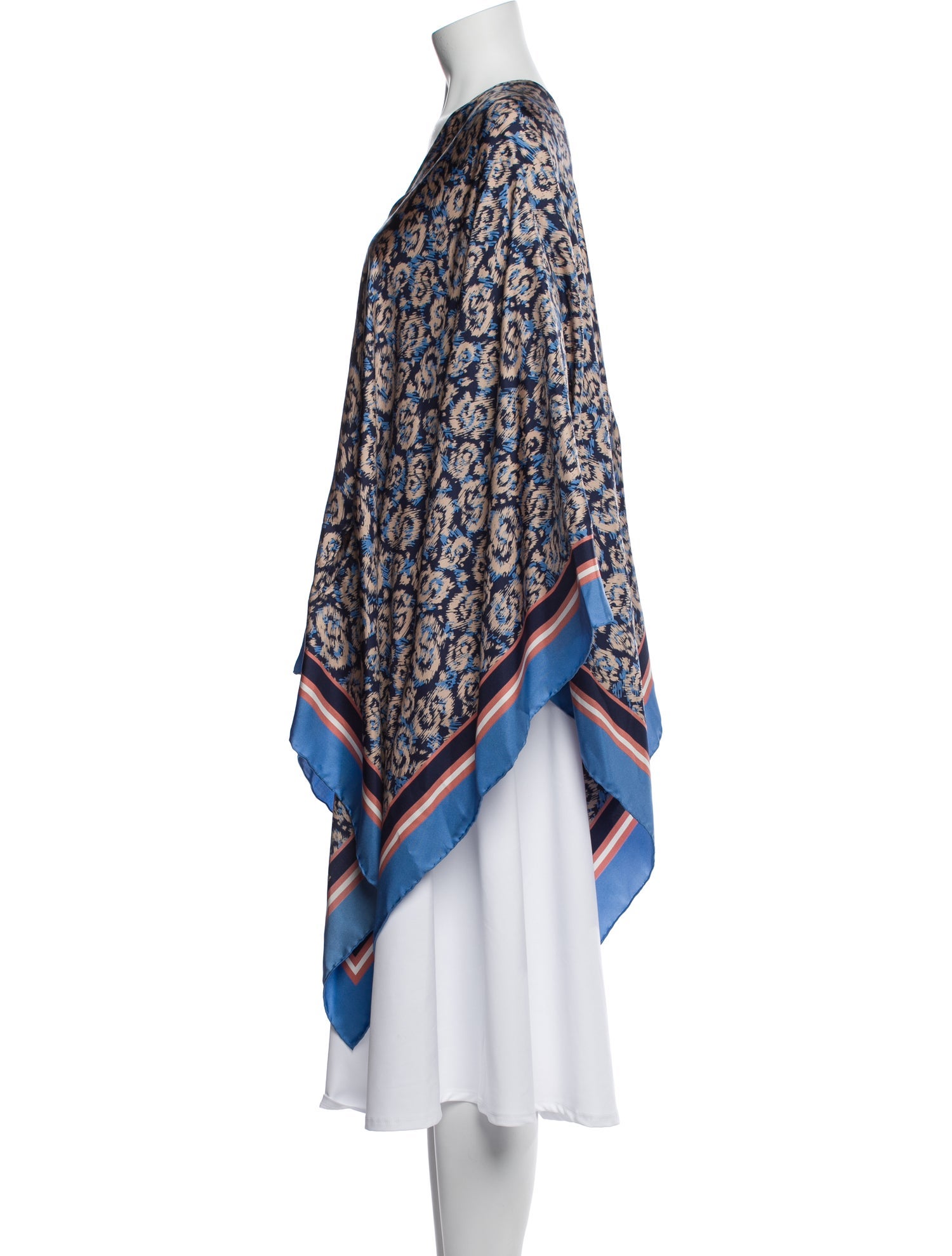 Salvatore Ferragamo Silk Printed Poncho w/ Tags