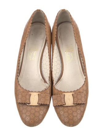 Ferragamo Leather Lasercut Accents Flats