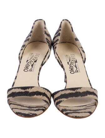 Ferragamo Canvas Animal Print Sandals