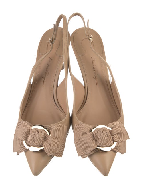 Ferragamo Vara Bow Accent Leather Slingback Pumps