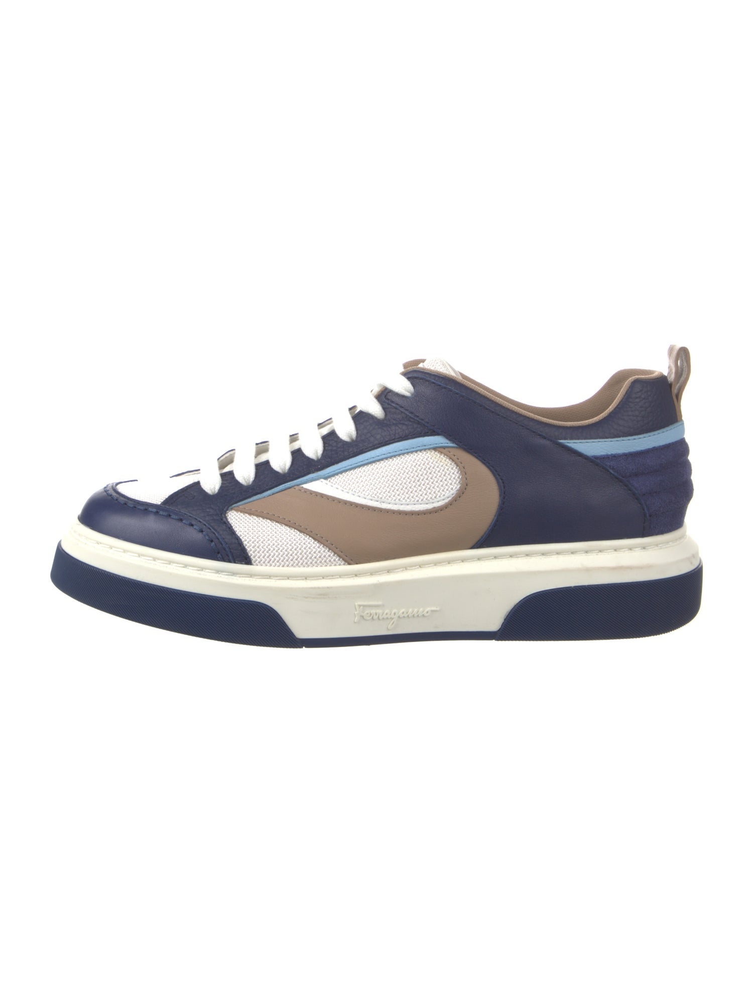 Ferragamo Leather Colorblock Pattern Sneakers