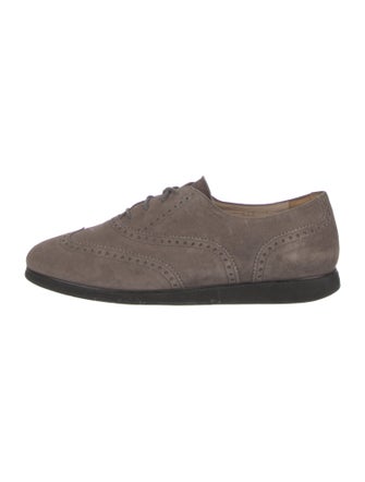 Ferragamo Suede Leather Trim Embellishment Oxfords