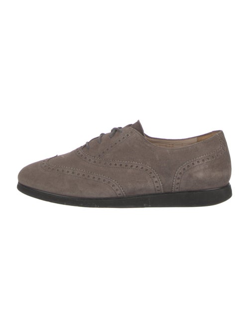 Ferragamo Suede Leather Trim Embellishment Oxfords