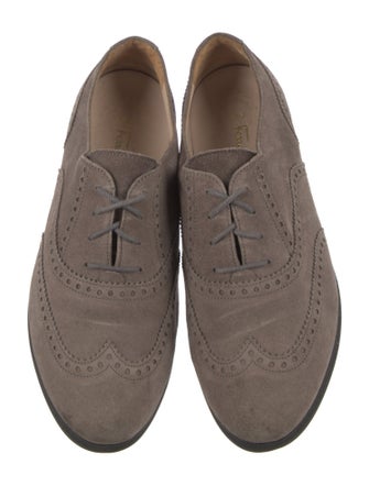 Ferragamo Suede Leather Trim Embellishment Oxfords