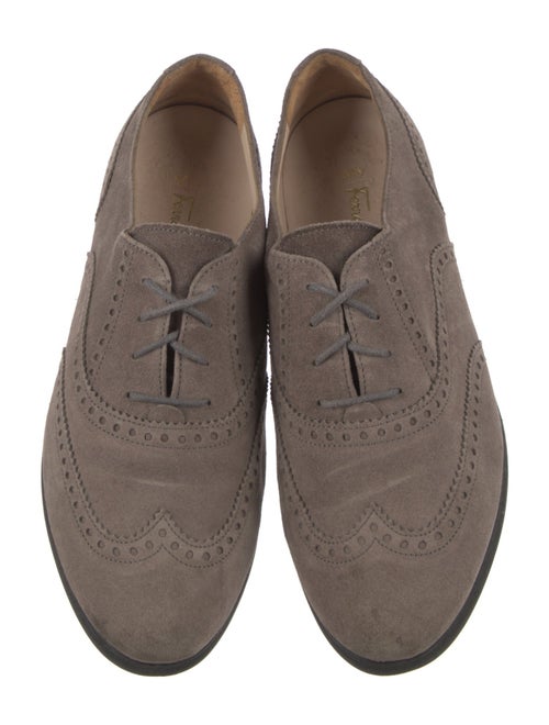 Ferragamo Suede Leather Trim Embellishment Oxfords