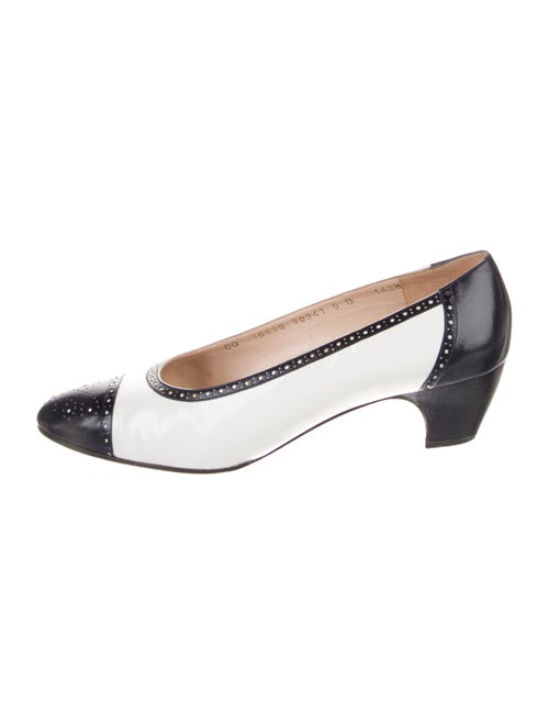 Ferragamo Leather Colorblock Pattern Pumps