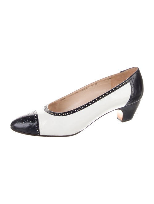 Ferragamo Leather Colorblock Pattern Pumps