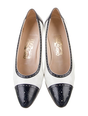 Ferragamo Leather Colorblock Pattern Pumps