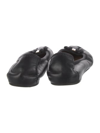 Ferragamo Vara Bow Accent Leather Ballet Flats