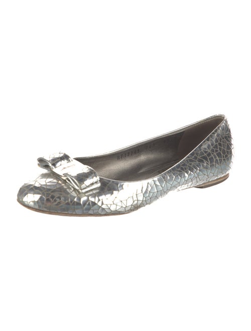 Ferragamo Leather Animal Print Ballet Flats