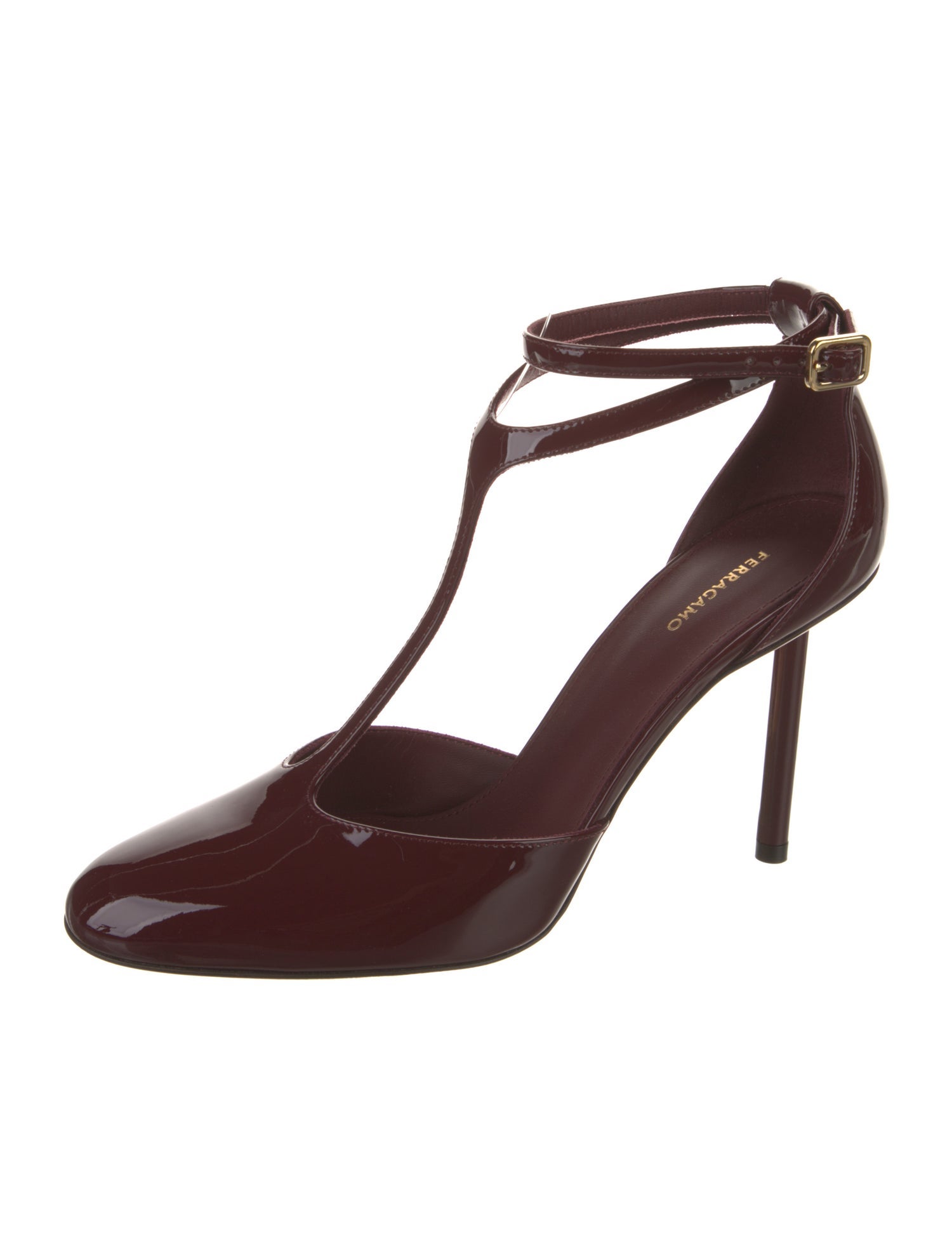 Ferragamo Patent Leather T-Strap Pumps
