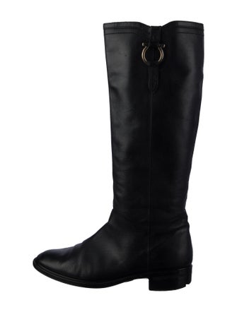 Salvatore Ferragamo Gancini Logo Leather Riding Boots