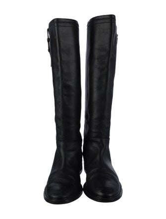 Salvatore Ferragamo Gancini Logo Leather Riding Boots