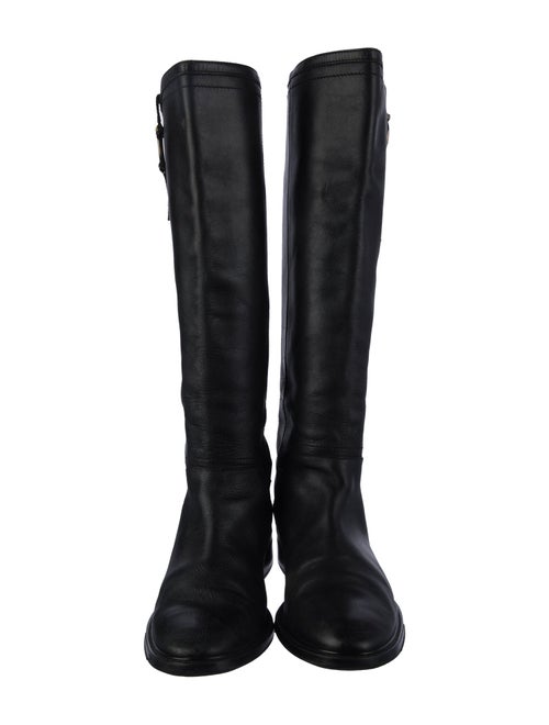 Salvatore Ferragamo Gancini Logo Leather Riding Boots