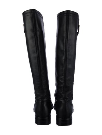 Salvatore Ferragamo Gancini Logo Leather Riding Boots