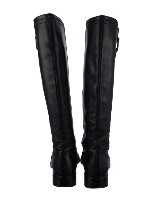Salvatore Ferragamo Gancini Logo Leather Riding Boots