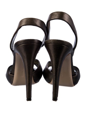 Ferragamo Leather Glitter Accents Slingback Sandals