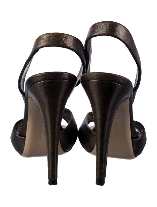 Ferragamo Leather Glitter Accents Slingback Sandals