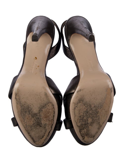 Ferragamo Leather Glitter Accents Slingback Sandals