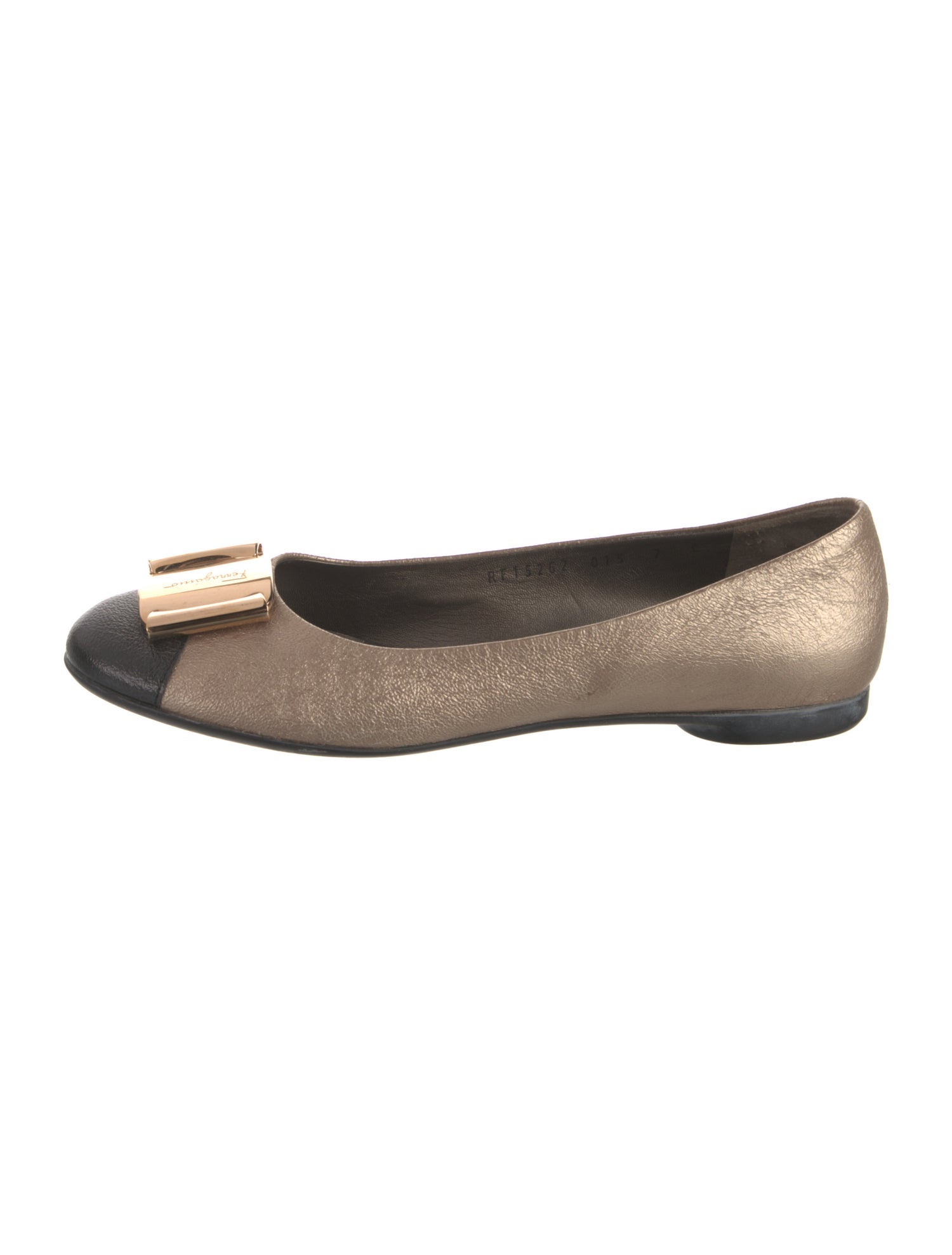 Ferragamo Leather Colorblock Pattern Ballet Flats