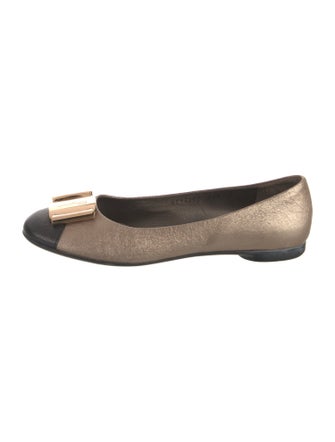 Ferragamo Leather Colorblock Pattern Ballet Flats