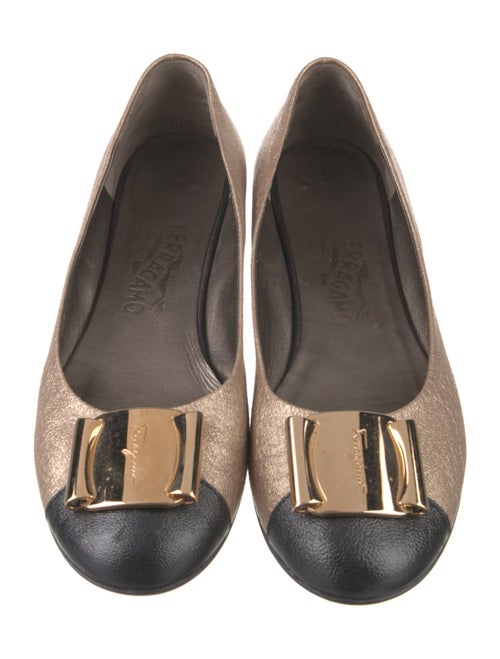Ferragamo Leather Colorblock Pattern Ballet Flats