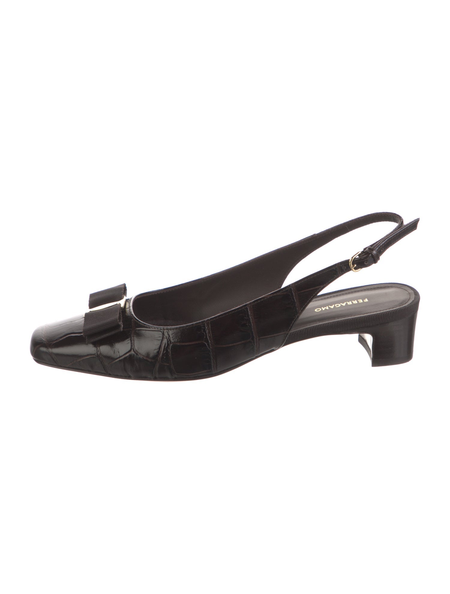 Ferragamo Embossed Leather Slingback Pumps