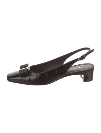 Ferragamo Embossed Leather Slingback Pumps
