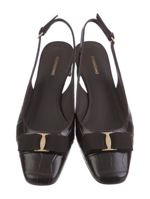 Ferragamo Embossed Leather Slingback Pumps