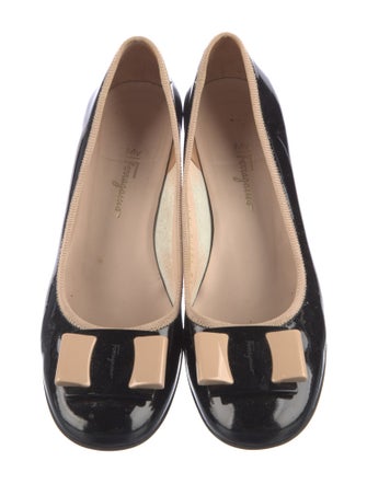 Ferragamo Patent Leather Bow Accents Pumps