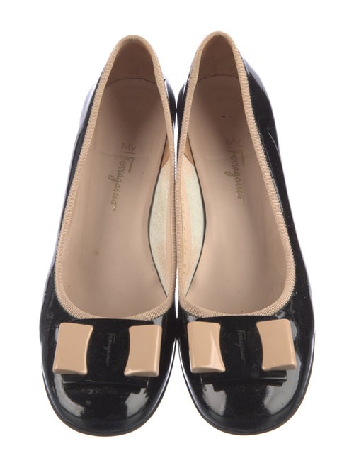 Ferragamo Patent Leather Bow Accents Pumps