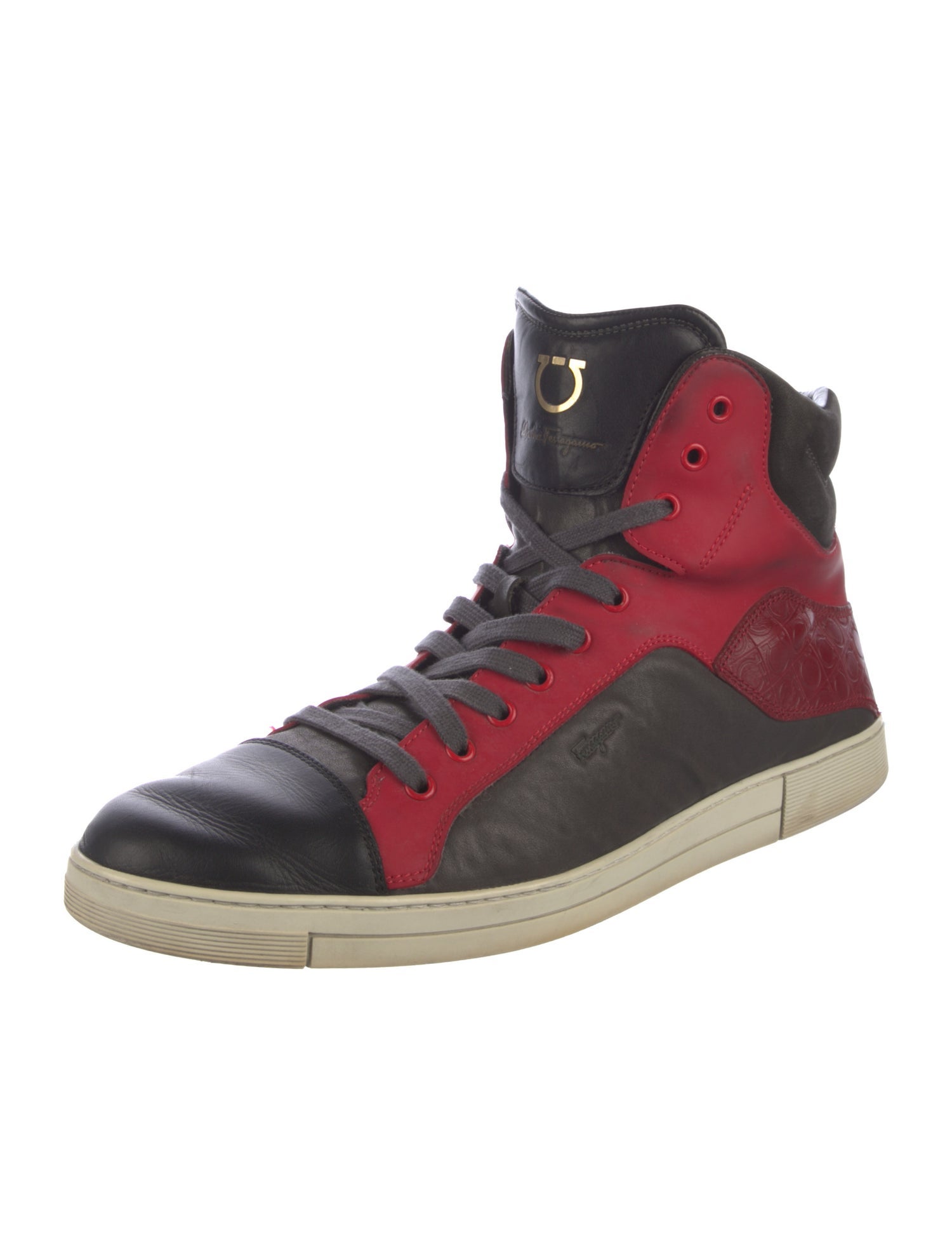 Ferragamo Gancini Logo Leather Sneakers