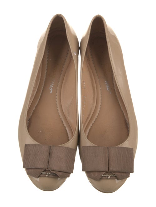 Ferragamo Vara Bow Accent Patent Leather Ballet Flats