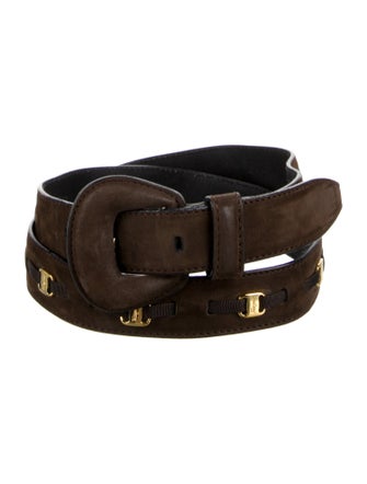 Ferragamo Suede Grosgrain Trim Belt