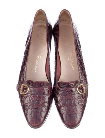 Ferragamo Crocodile Animal Print Loafers