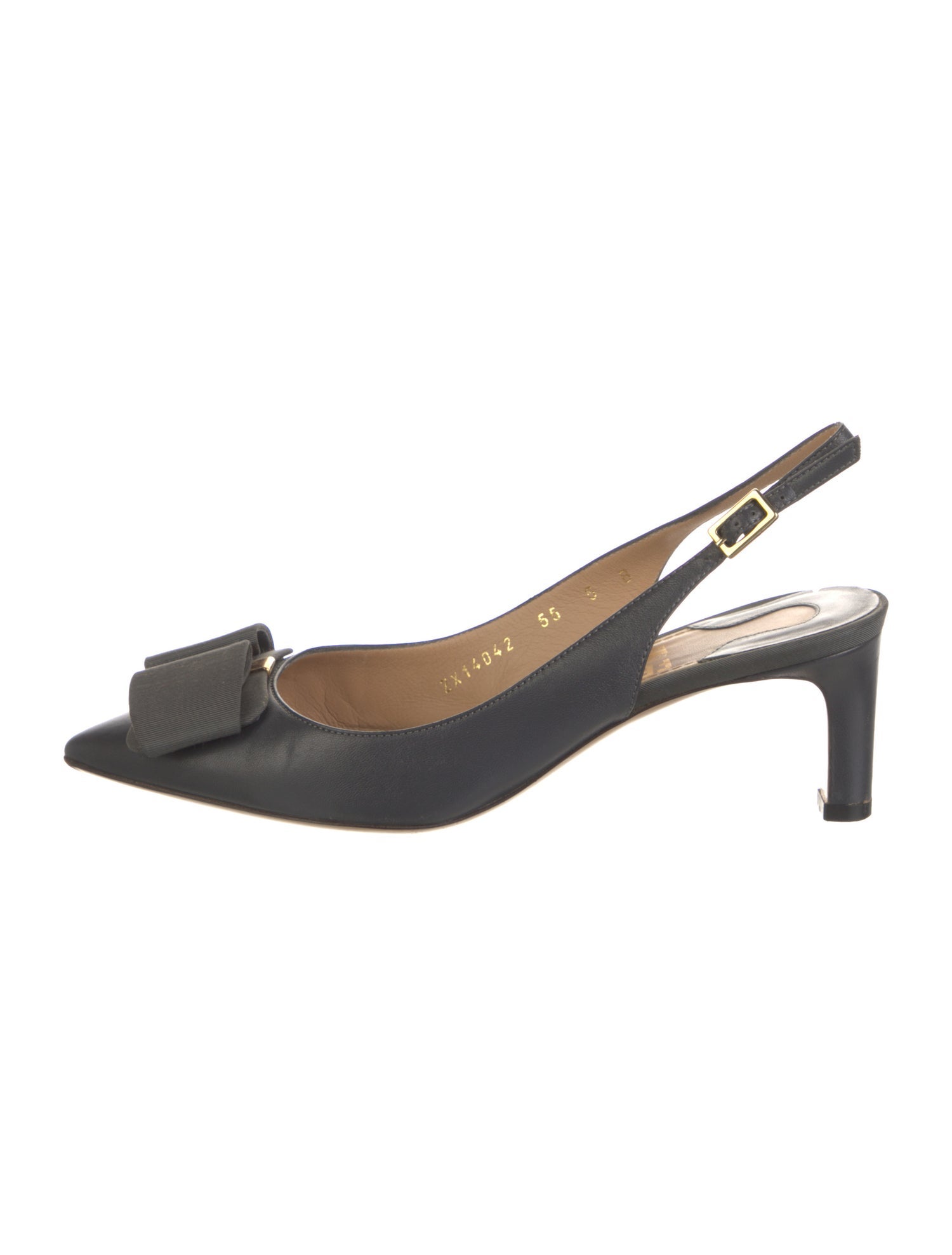 Ferragamo Vara Bow Accent Leather Slingback Pumps
