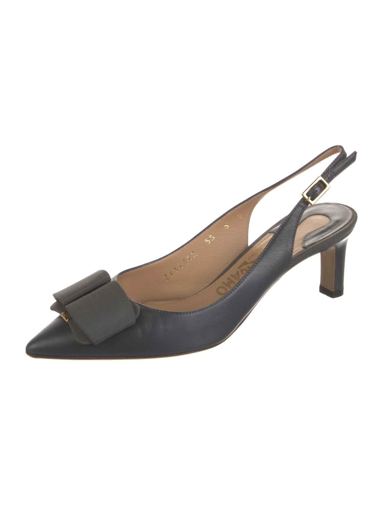 Ferragamo Vara Bow Accent Leather Slingback Pumps