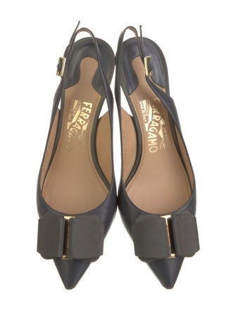 Ferragamo Vara Bow Accent Leather Slingback Pumps