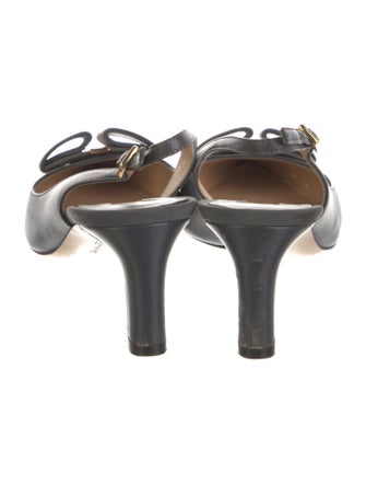 Ferragamo Vara Bow Accent Leather Slingback Pumps