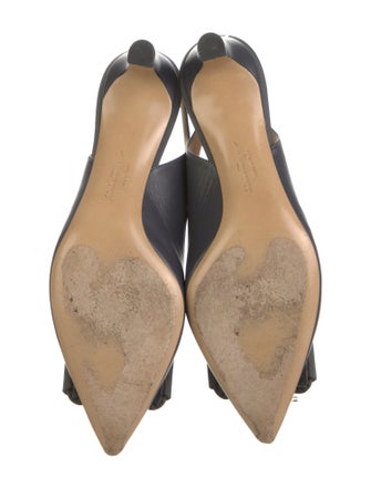 Ferragamo Vara Bow Accent Leather Slingback Pumps