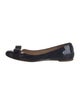 Ferragamo Patent Leather Bow Accents Ballet Flats